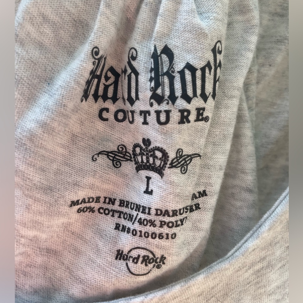 Hard Rock Couture Gray Laced Back Tank Top Black Graphics Size Large - Picture 8 of 10